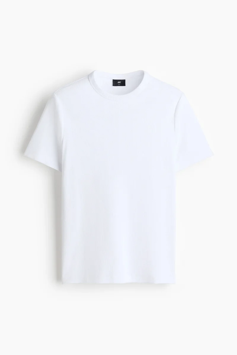 H&M  Slim Fit Ribbed T-shirt for Men | Best Price UAE