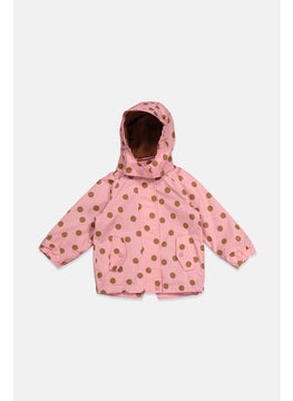 Kids Girl Polka Dots Thermal Rain Jacket, Pink