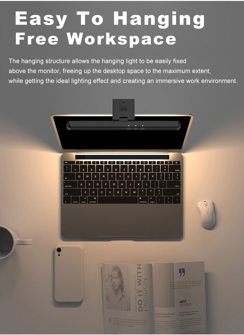 Generic - Protable Laptop Monitor Light Bar for Eye Protection LED Dimmable Screen Light Bar, 3 Color Temperature Mode Light Bar, Anti-Blue Light LED Eye Protection Desk Lamp, Touch Control USB Powered Monito - Image 1