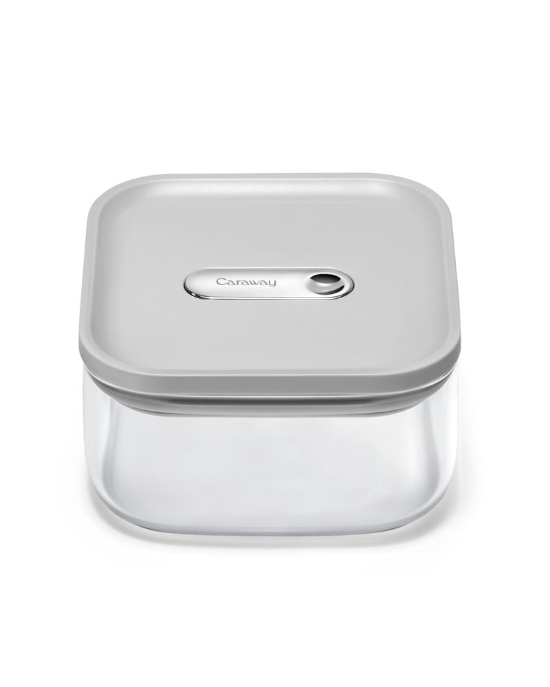 Caraway 1qt Glass Airtight Food Storage Container with Lid â€“ Non-Toxic, BPA-Free Kitchen Storage Container â€“ Stackable, Space-Saving Airtight Container for Dry Goods and More - Gray - Image 1