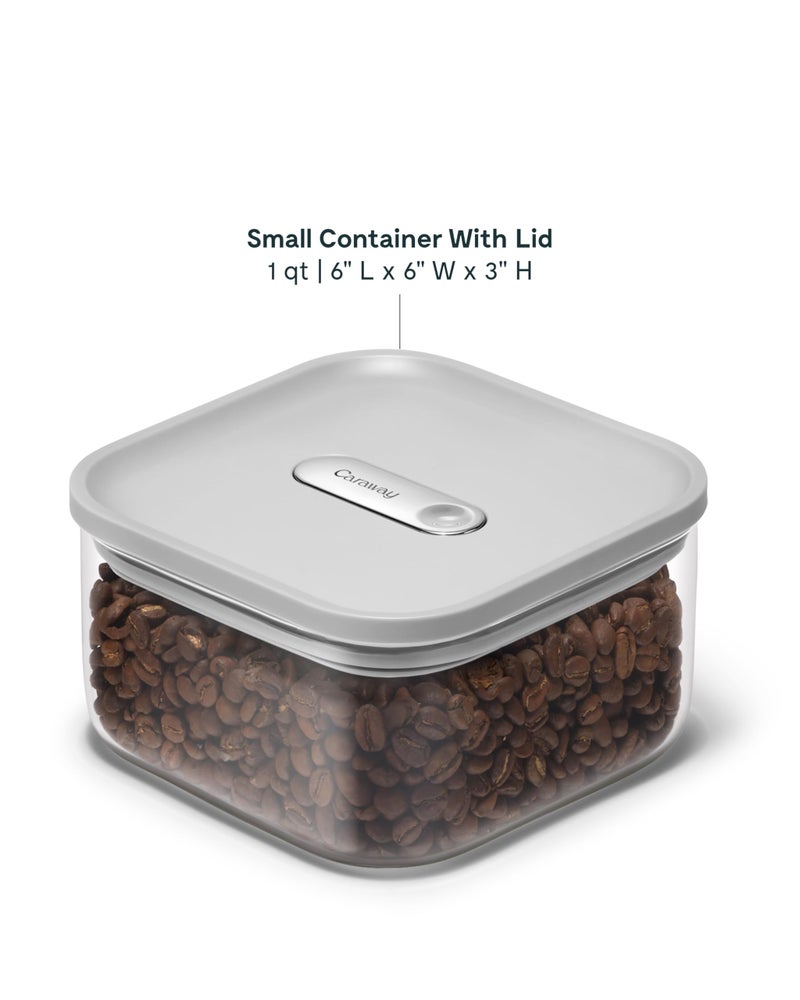 Caraway 1qt Glass Airtight Food Storage Container with Lid â€“ Non-Toxic, BPA-Free Kitchen Storage Container â€“ Stackable, Space-Saving Airtight Container for Dry Goods and More - Gray - Image 3