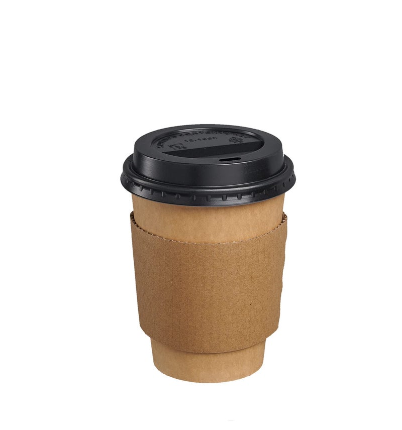 GUSTO [50 Sets 12 oz. Disposable Kraft Coffee Cups with Black Lids  Sleeves - To Go Paper Hot Cups (Formerly Comfy Package) - Image 2
