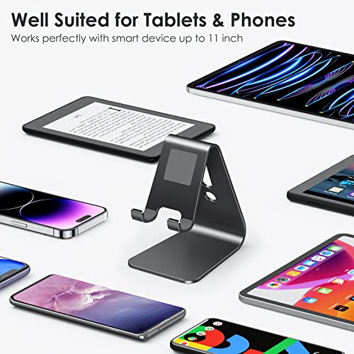 OMOTON Upgraded Aluminum Cell Phone Stand, C1 Durable Cellphone Dock with Protective Pads, Smart Stand Designed for iPhone 17 Air, 16/15/14/13 Pro Max XR XS, iPad mini, Android Phones, Black - Image 3