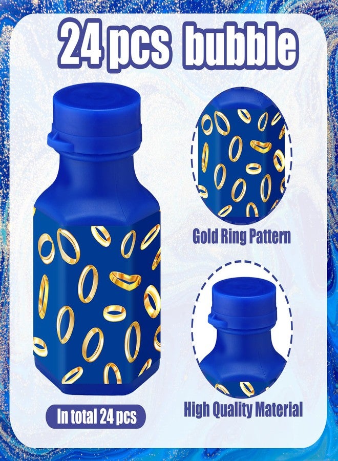 Seenelling 24 Pack Cartoon Bubble Wands Blue with Gold Ring Print Bubble Wands Cartoon Bubbles Party Favors for Adult Summer Activity Birthday Gifts Carnival Goody Bag Stuffers Wedding Supplies - Image 3