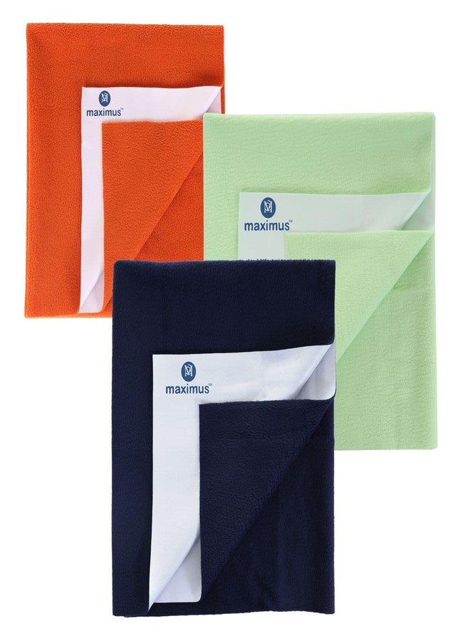 THE MAXIMUS Maximus Waterproof Quick Dry Sheet for Baby Pack of 2 | Bed Pad Extra Absorbent Washable Matress Protector | Baby Bed Protector Sheet for Toddler Children (70x50 cm) (Navy Blue and Green, Small) - Image 1