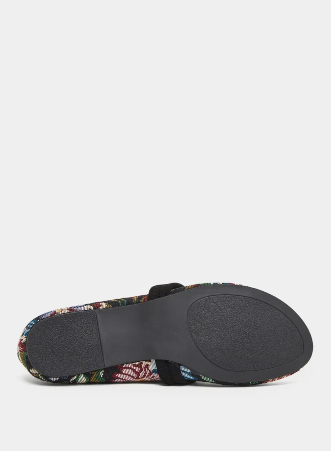 Styli Styli Black Floral Pattern Ballerina Shoes