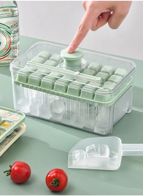 56 Grid Double Layer Ice Tray that Can be Pressed to Quickly Dispense Ice Comes With an Ice Shovel