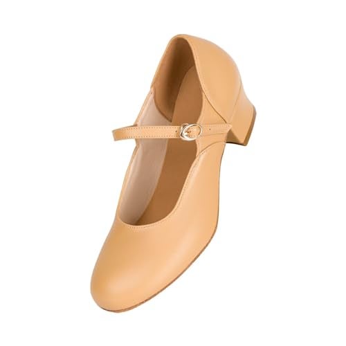 ARCLIBER Brown Character Shoes for Women Suede Sole Low Heel Cuban Heel Dance Shoes Ankle Strap Dancing Shoes-6US - Image 1