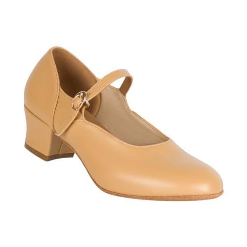 ARCLIBER Brown Character Shoes for Women Suede Sole Low Heel Cuban Heel Dance Shoes Ankle Strap Dancing Shoes-6US - Image 2