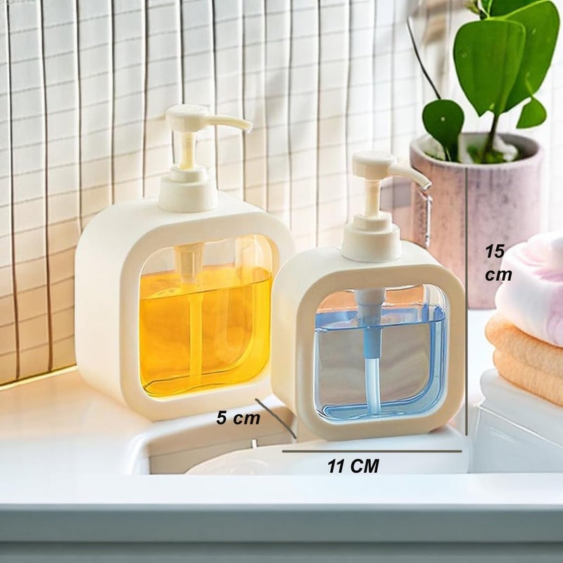 COLESHWAR Modern Soap Dispenser, White Plastic, Clear Window Design,Transparent Shower Gel Dispenser, Plastic Lotion Dispenser, for Bathroom, Kitchen, Sink, Office, Hotel - Image 3