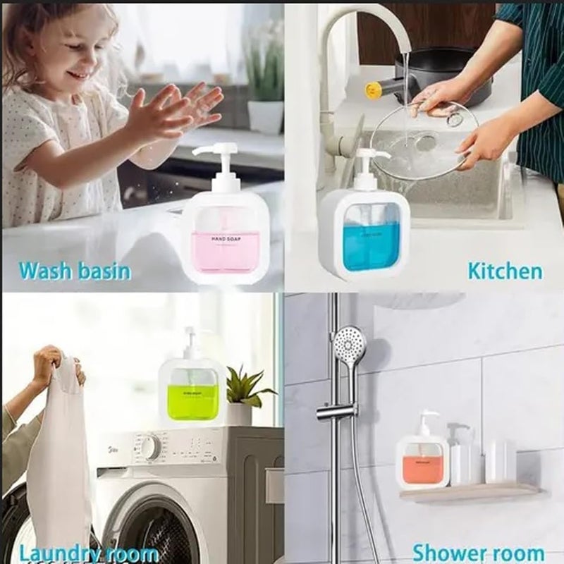 COLESHWAR Modern Soap Dispenser, White Plastic, Clear Window Design,Transparent Shower Gel Dispenser, Plastic Lotion Dispenser, for Bathroom, Kitchen, Sink, Office, Hotel - Image 2