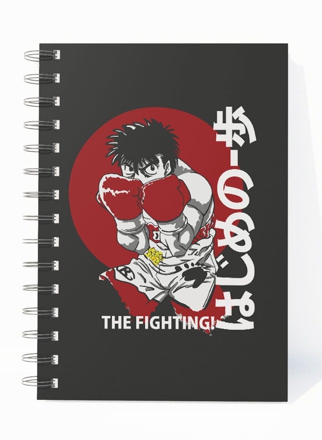 LIT Hajime No Ippo Notebook Hajime No Ippo Spiral Notebook Logo Anime Design Spiral Notebook Japanese Style Anime 90s Red and White Asian Design Anime Fan Gift - Image 1