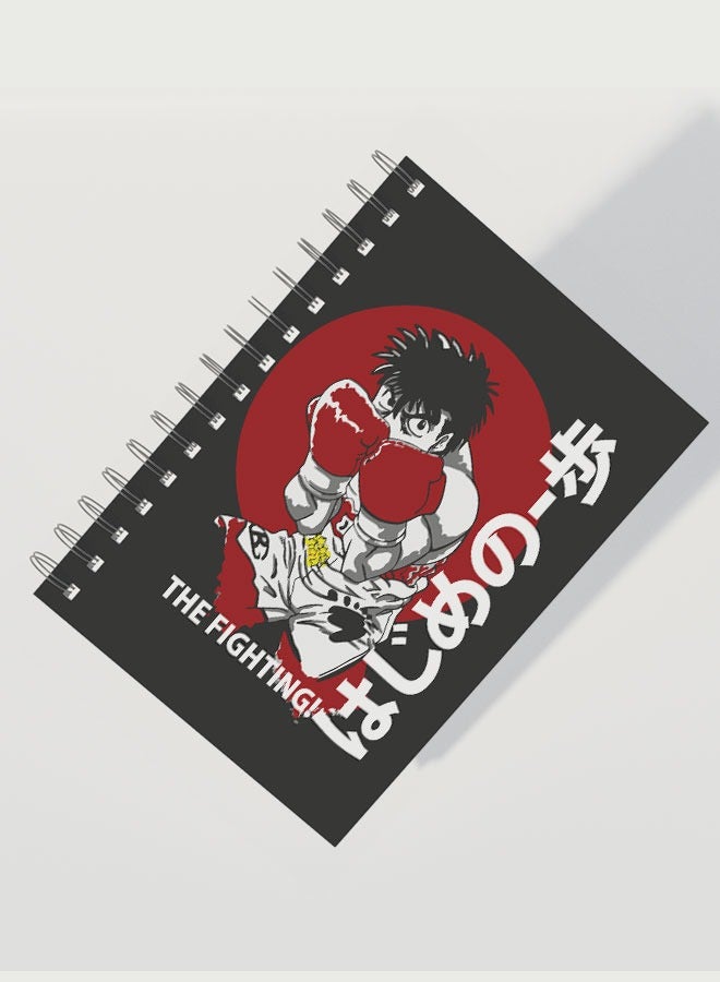 LIT Hajime No Ippo Notebook Hajime No Ippo Spiral Notebook Logo Anime Design Spiral Notebook Japanese Style Anime 90s Red and White Asian Design Anime Fan Gift - Image 2
