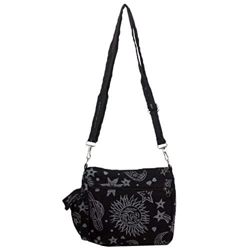 Dominion Sun Moon Stars and Planets Celestial Hippie Boho Crossbody Single Shoulder Bag (Black) - Image 2