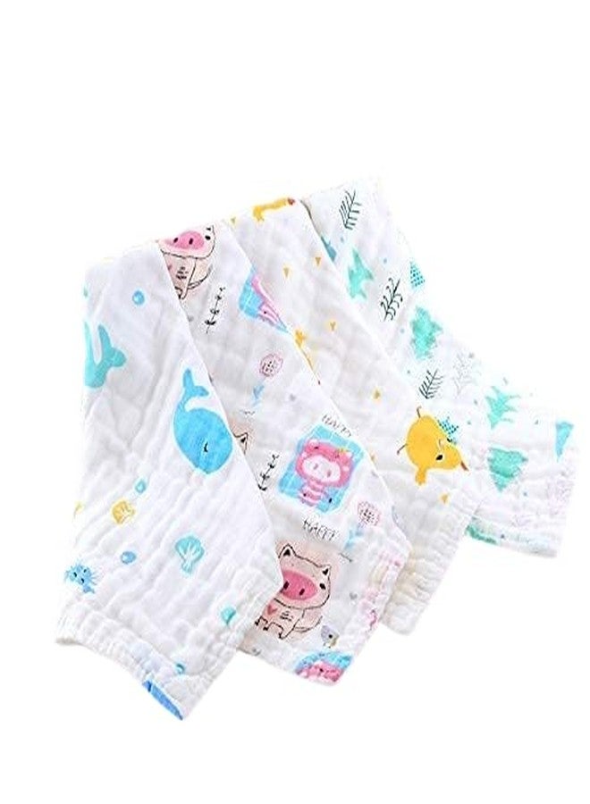 NAVYZONE Muslin Cotton Face Towels for Newborn Baby Extra Soft Hankies Reusable Napkins for Infants Toddler (Pack of 5) - Image 1