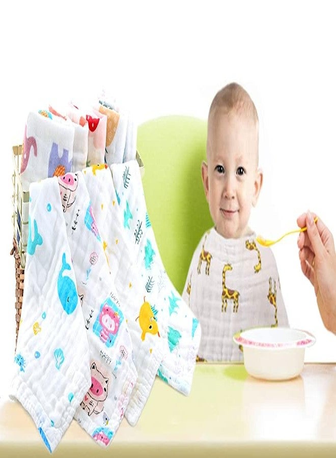 NAVYZONE Muslin Cotton Face Towels for Newborn Baby Extra Soft Hankies Reusable Napkins for Infants Toddler (Pack of 5) - Image 2