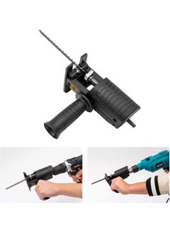 ELIKLIV Reciprocating Saw Adapter, a magical tool for electric drill conversion. With 3 saw blades, suitable for various materials. Sturdy metal and high-quality plastic, durable and reliable. Detachable handle for comfortable grip. Quickly convert electric drill to reciprocating saw, essential for home improvement and repair. Easily cut wood, metal, etc., highly efficient and convenient  - Image 5