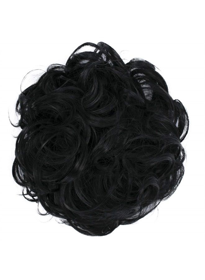 CAISHA by PRETTYSHOP Messy Scrunchie Bun Voluminous Wavy Hairpiece Heat-resistant Synthetic Fibres Black G1A - Image 1