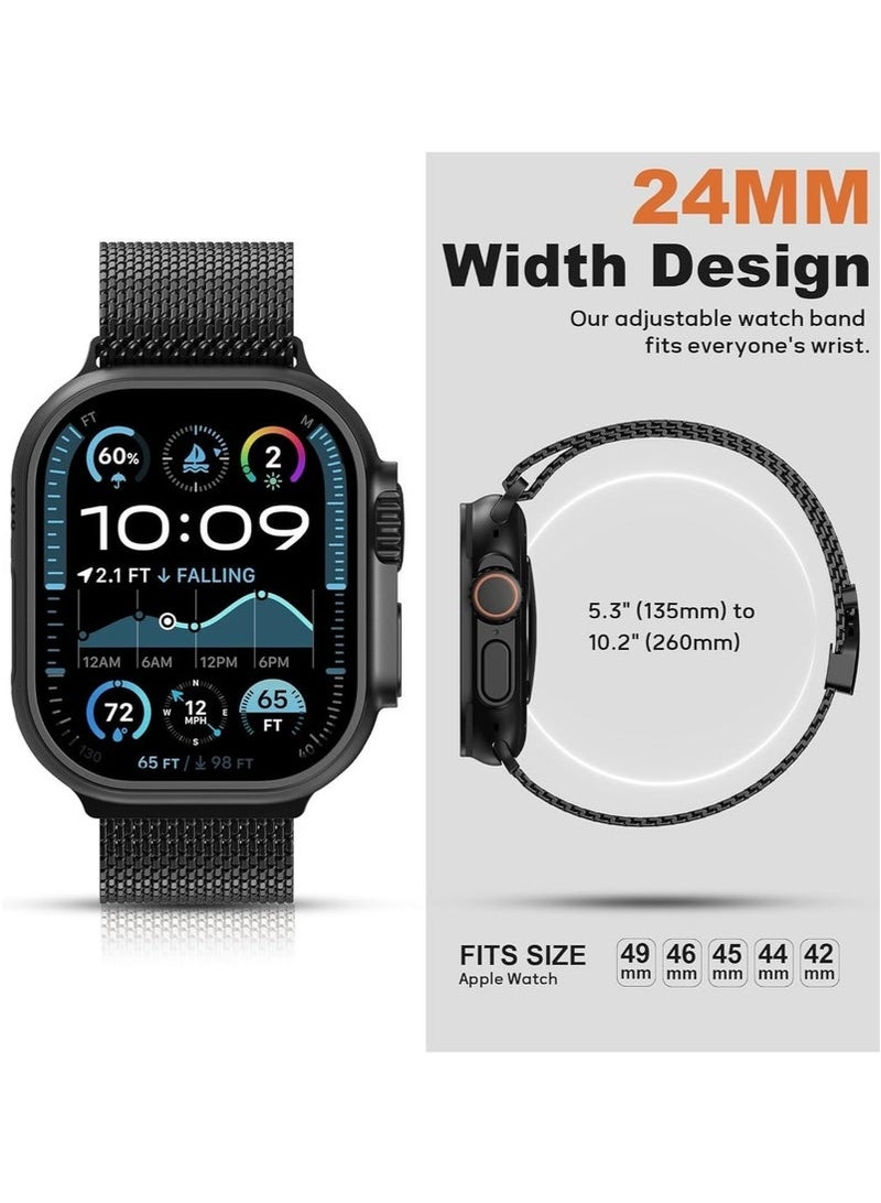 Arabest Milanese Mesh Loop Compatible with Apple Watch Bands 49mm 46mm 45mm 44mm 42mm for Men Women, Stainless Steel Mesh Loop with Parachute-style Buckle for iWatch Ultra 2 Series 10 9 8 7 6 SE 5 4 3  - Image 4