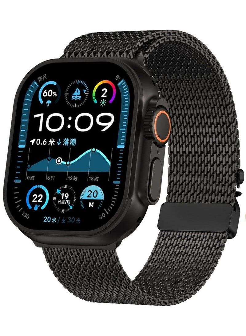 Arabest Milanese Mesh Loop Compatible with Apple Watch Bands 49mm 46mm 45mm 44mm 42mm for Men Women, Stainless Steel Mesh Loop with Parachute-style Buckle for iWatch Ultra 2 Series 10 9 8 7 6 SE 5 4 3  - Image 2
