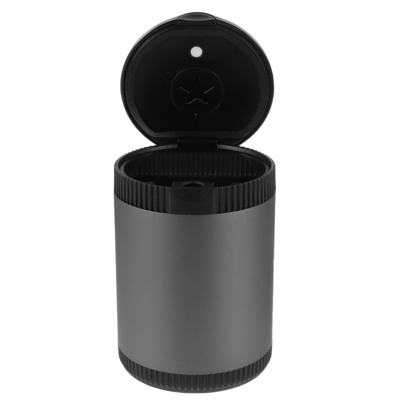Car Ashtray With Led Light And Lid Portable Gray Vehicle Ash Container Smokeless Windproof Automotive Interior Accessory For Travel Daily Driving - Image 1