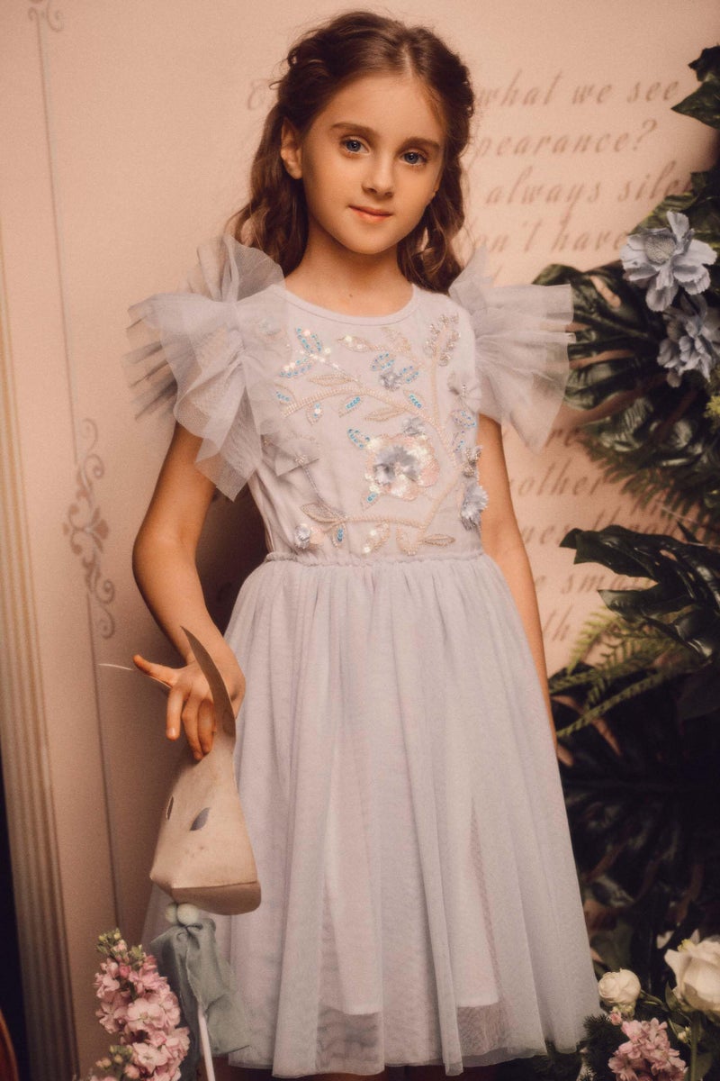 TUTULAND Tutu Dress for Girls - Embroidered Tulle Tiered Layered Flower Toddler Dress for Wedding & Birthday - Image 3
