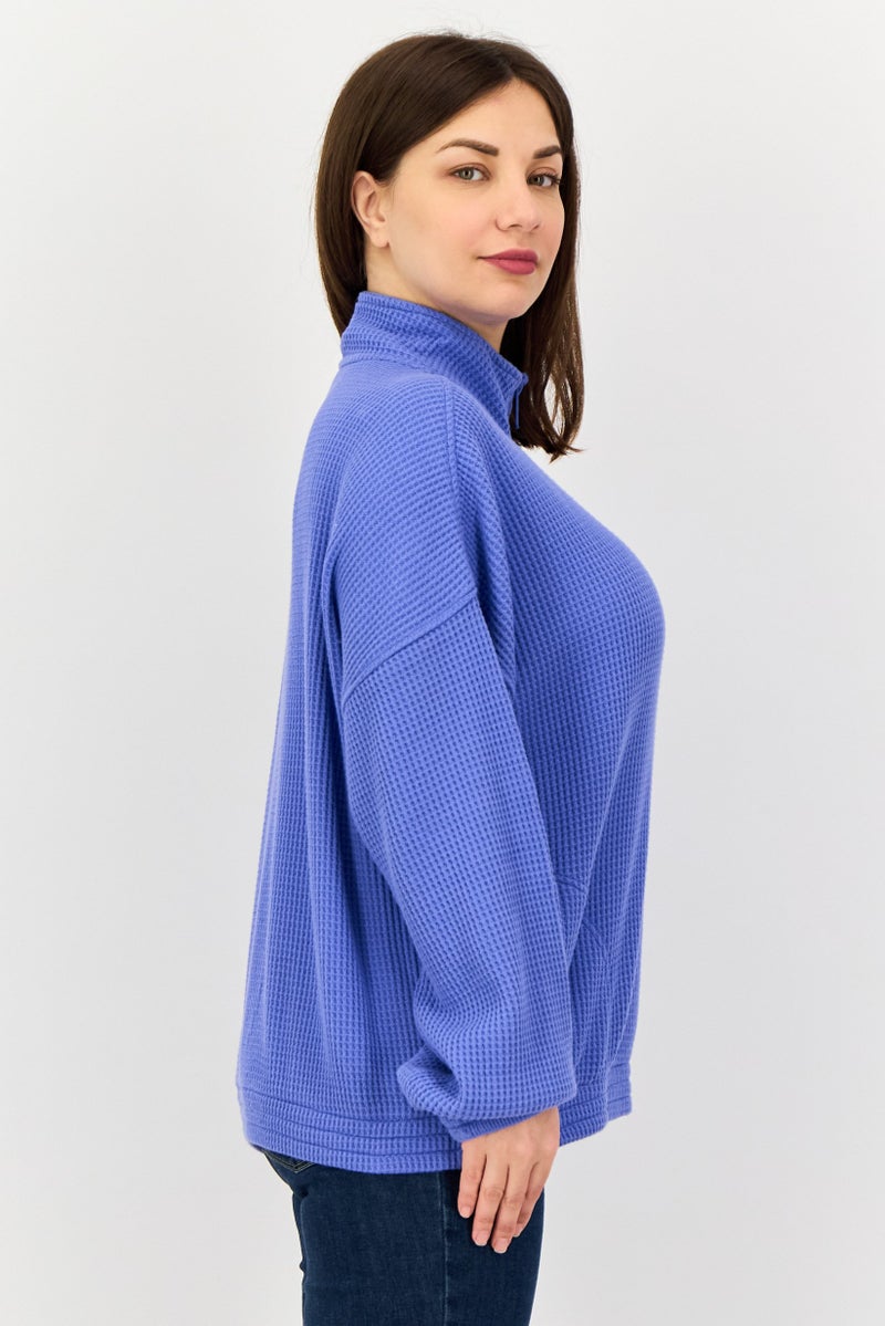 Aerie Women High Neck Knitted Sweater, Lavender - Image 2