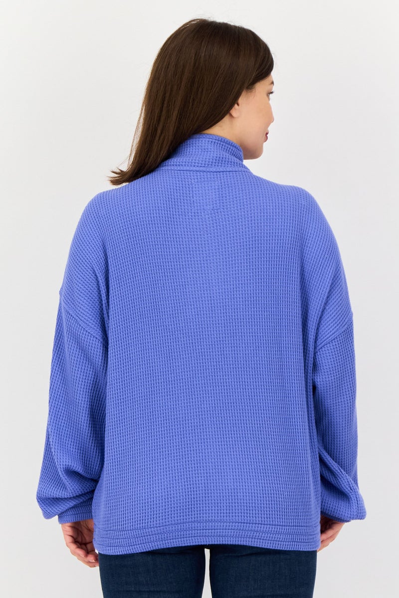 Aerie Women High Neck Knitted Sweater, Lavender - Image 3