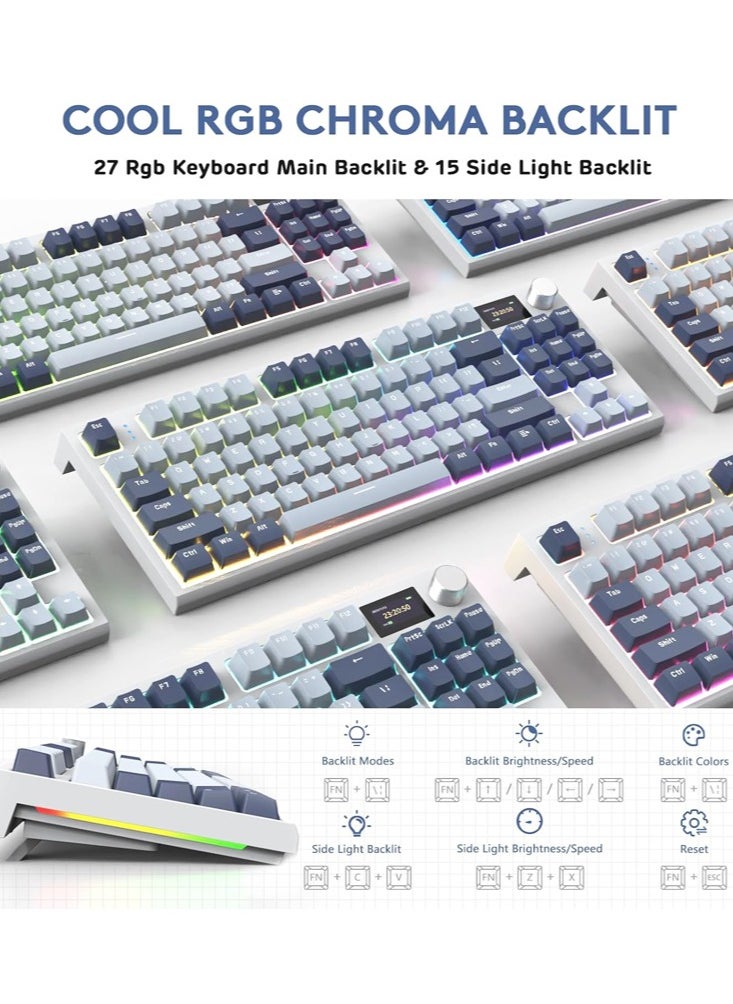 Attack Shark - K86 RGB Wireless Gasket Mechanical Keyboard,Triple Mode Bluetooth5.0/2.4G/USB-C 87 Keys Hot Swappable Gaming Keyboard, 4000 mAh Battery 1.2'' HD OLED Display Volume Rotary Button for Games and Work - Image 1