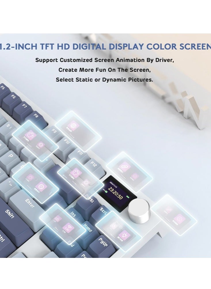 Attack Shark - K86 RGB Wireless Gasket Mechanical Keyboard,Triple Mode Bluetooth5.0/2.4G/USB-C 87 Keys Hot Swappable Gaming Keyboard, 4000 mAh Battery 1.2'' HD OLED Display Volume Rotary Button for Games and Work - Image 1