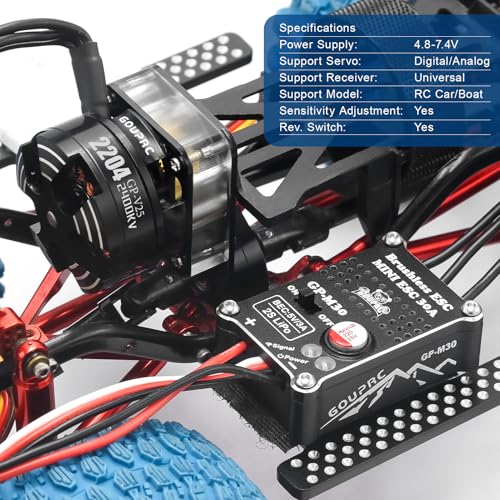 GOUP RC محرك GOUPRC 2204 2400KV بدون فرش مع مجموعة ESC 30A بدون فرش مع تركيب نظيف لسيارة التحكم عن بعد SCX24 Axial 124 - Image 5