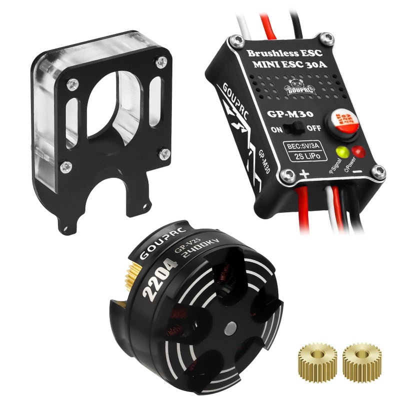 GOUP RC محرك GOUPRC 2204 2400KV بدون فرش مع مجموعة ESC 30A بدون فرش مع تركيب نظيف لسيارة التحكم عن بعد SCX24 Axial 124 - Image 3