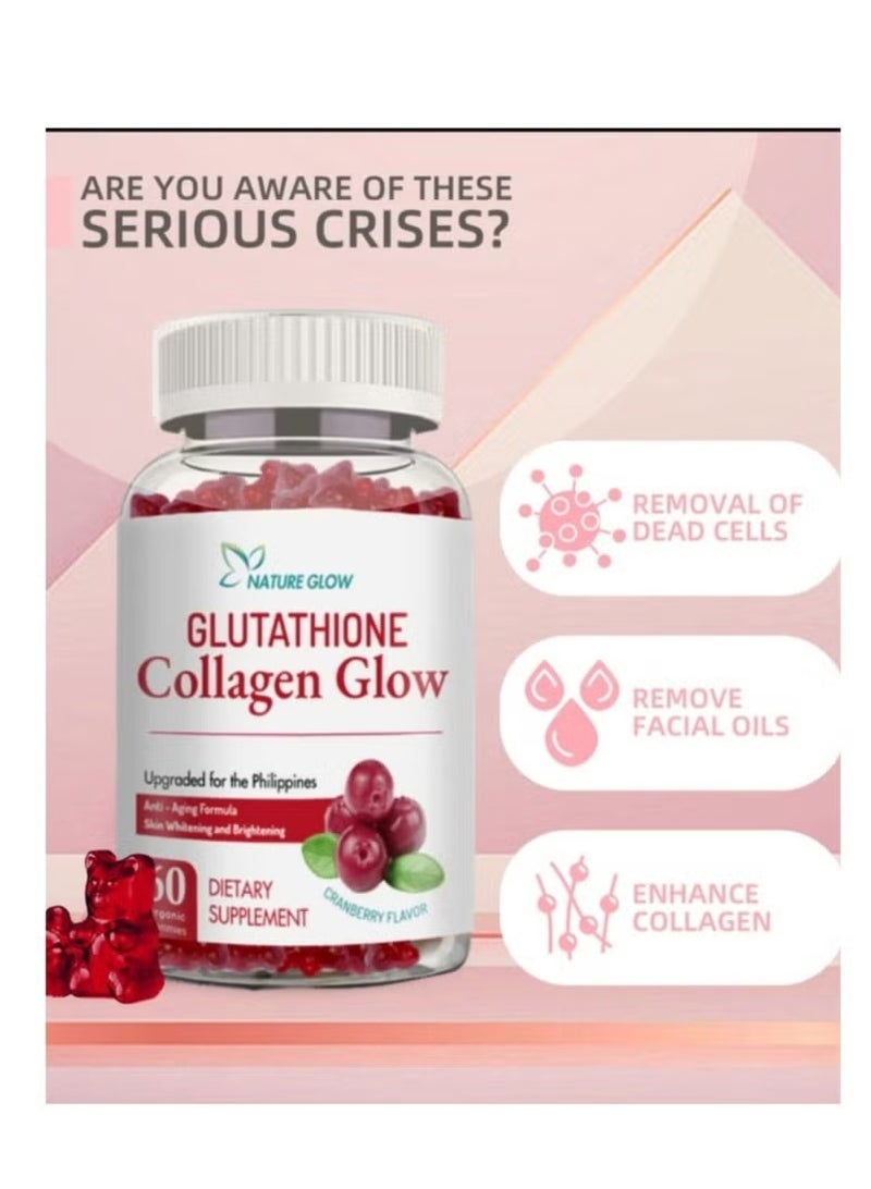 NATURE GLOW Glutathione Collagen Glow Gummies – Anti-Aging Skin Glow Supplement | Skin Lightening & Dark Circle Repair – 60 Chewables - Image 5