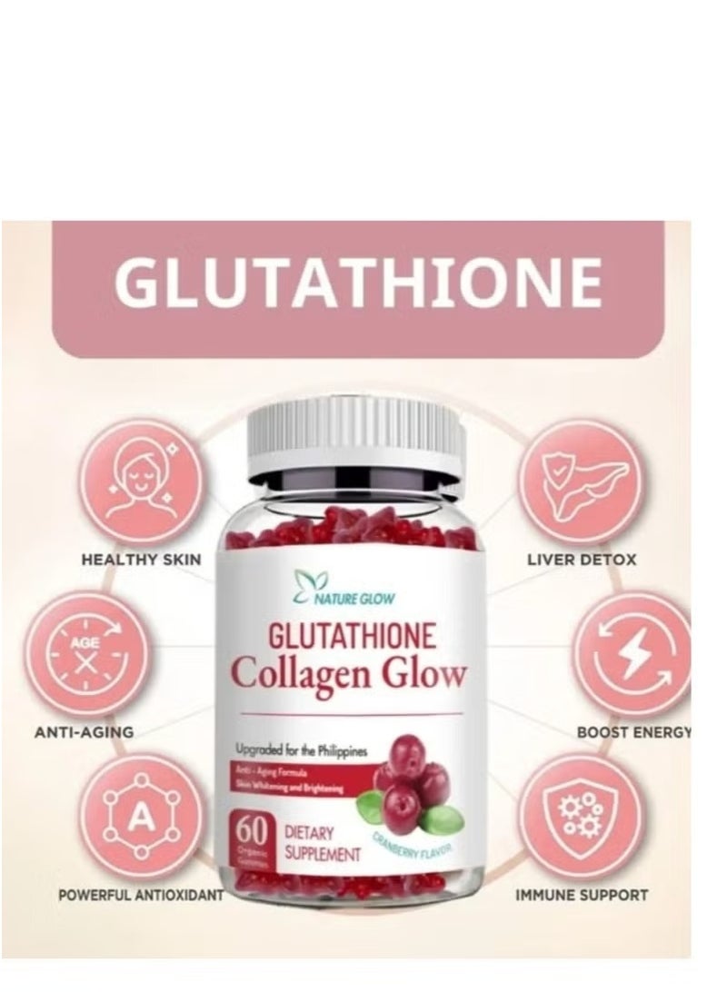 NATURE GLOW Glutathione Collagen Glow Gummies – Anti-Aging Skin Glow Supplement | Skin Lightening & Dark Circle Repair – 60 Chewables - Image 4