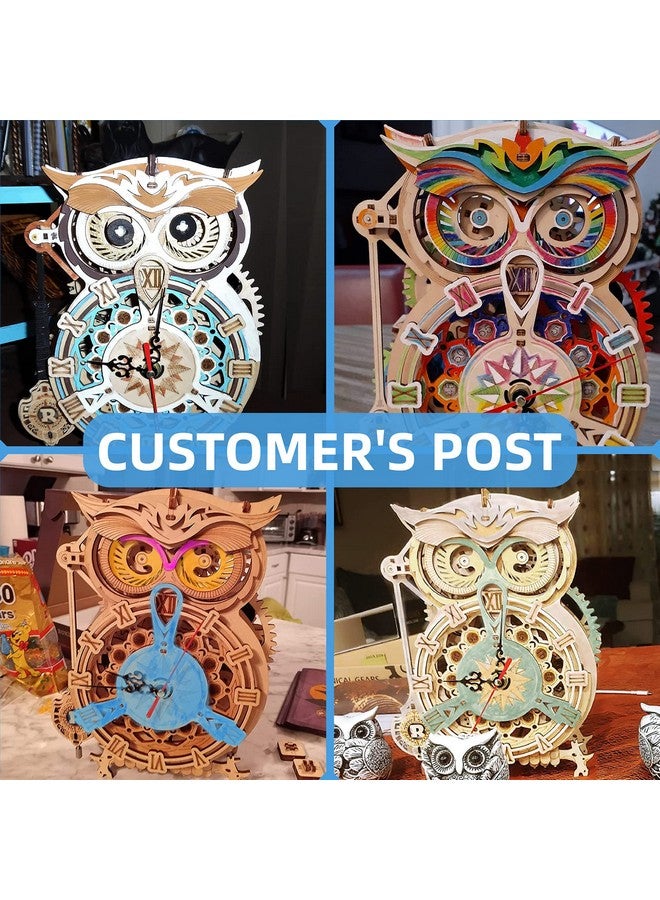 RoWood 3D Puzzles For Adults, Wooden Model Kits For Adults To Build, Birthday Gift For Adults & Teens (161 Pcs)- Owl Clock - Image 2