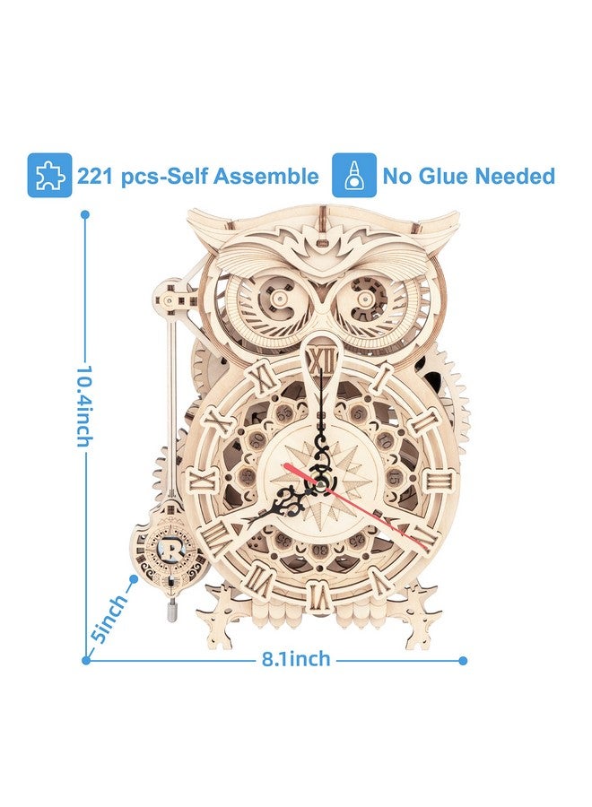 RoWood 3D Puzzles For Adults, Wooden Model Kits For Adults To Build, Birthday Gift For Adults & Teens (161 Pcs)- Owl Clock - Image 4
