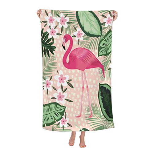 COMFAR Flamingo Microfiber Beach Towel for Women/Adults, Cute Personalized Beach Towels Bulk, Big Extra Large Beach Towels Oversized Clearance, Quick Dry Sand Free Pool Towel 30"x 60" - Image 1
