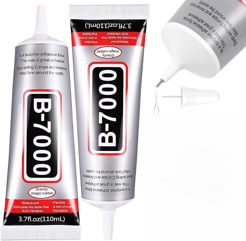 كاست ويف غراء شفاف لاصق من حجر الراين B7000 للحرف اليدوية، 110 مل، غراء مجوهرات متعدد الأغراض لربط الأقمشة وإصلاح الهواتف المحمولة والجلود والملابس وخرز حجر الراين وفن الأظافر وصناعة المجوهرات (قطعتان، 3.7 أونصة) - Image 1