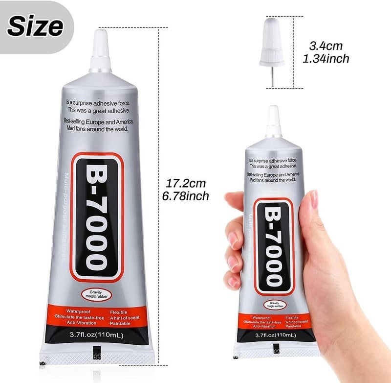 كاست ويف غراء شفاف لاصق من حجر الراين B7000 للحرف اليدوية، 110 مل، غراء مجوهرات متعدد الأغراض لربط الأقمشة وإصلاح الهواتف المحمولة والجلود والملابس وخرز حجر الراين وفن الأظافر وصناعة المجوهرات (قطعتان، 3.7 أونصة) - Image 5