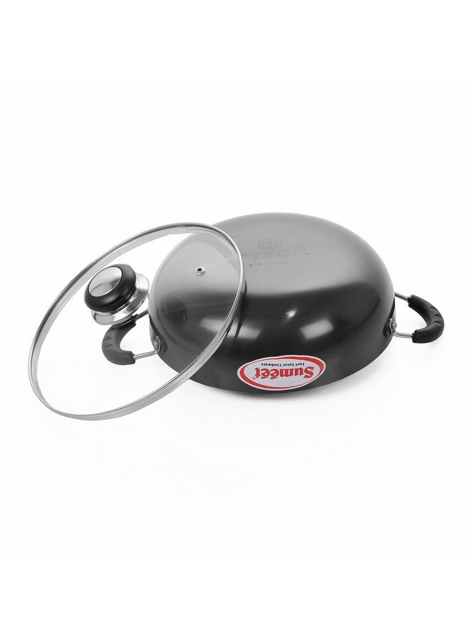 Sumeet سوميت مقلاة عميقة من الألمنيوم بسمك 3 مم مع غطاء زجاجي (قطر 17 سم، سعة 750 مل، حجم صغير رقم - 9، أسود) - Image 5