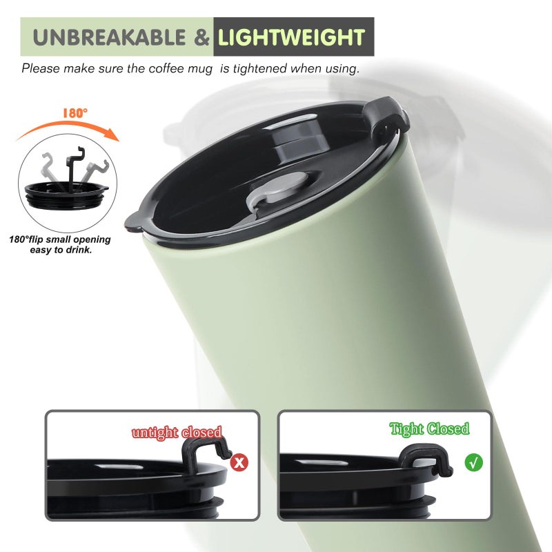 Greentainer 4 Pack Plastic Travel Coffee Mug Set, 20 oz Spill Proof Drinking Cups with Lids, Pobtable to Go Camping Coffee Tumbler Reusable Coffee Mugs with Lids, Dishwasher & Microwave Safe - Image 5