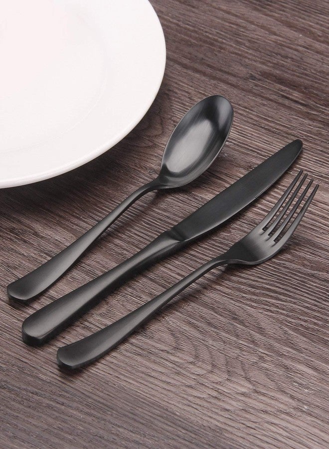 Bysta Matte Black Silverware Set, Bysta 20-Piece Stainless Steel Flatware Set, Kitchen Utensil Set Service for 4, Tableware Cutlery Set for Home and Restaurant, Satin Finish, Dishwasher Safe - Image 5