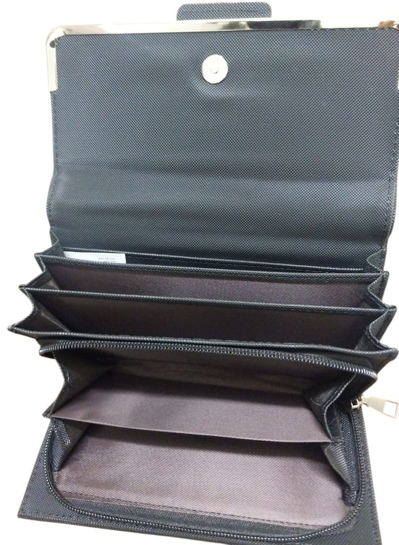 Women’s Long Wallet – Front Clasp, Zipper & Multiple Pockets - Image 3