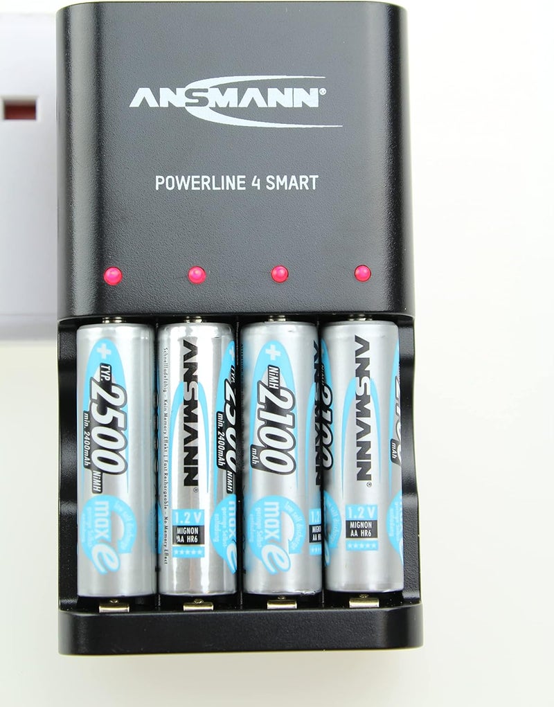 ANSMANN Powerline 4 Smart AA & AAA Battery Charger For NiMH NiCD Rechargeable Batteries with UK Plug and Multi LED Colour Display - Fast Individual Charging and Monitoring - 3 Yr Warranty - Image 3