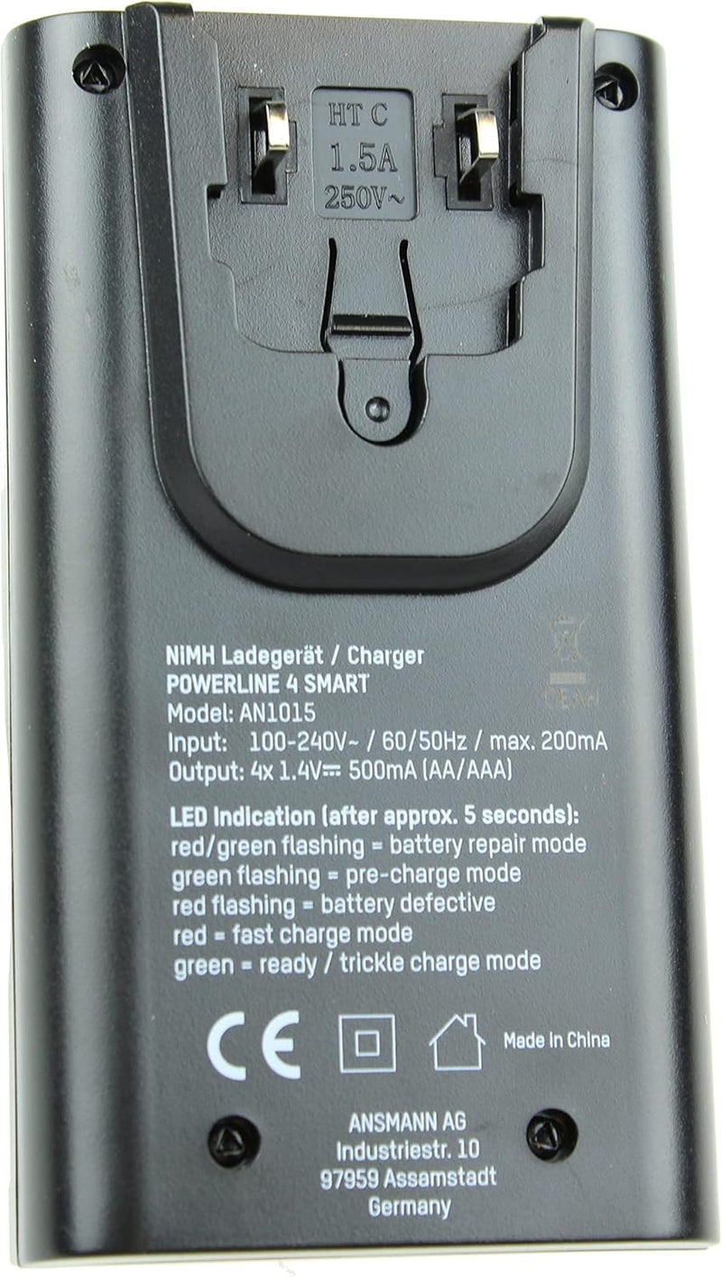 ANSMANN Powerline 4 Smart AA & AAA Battery Charger For NiMH NiCD Rechargeable Batteries with UK Plug and Multi LED Colour Display - Fast Individual Charging and Monitoring - 3 Yr Warranty - Image 5