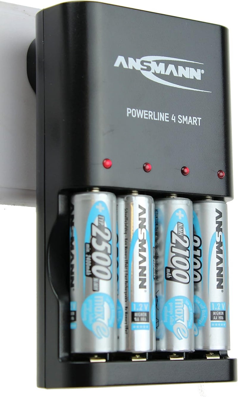 ANSMANN Powerline 4 Smart AA & AAA Battery Charger For NiMH NiCD Rechargeable Batteries with UK Plug and Multi LED Colour Display - Fast Individual Charging and Monitoring - 3 Yr Warranty - Image 4