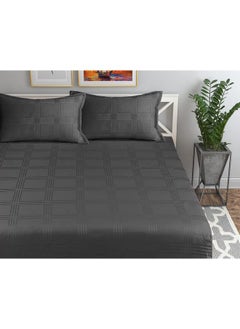 BSB HOME BSB HOME Premium Cotton Elastic Fitted Bedsheets with 2 King Size Pillow Covers | Double Bed with All Around Elastic 180 TC Supersoft | Size - King Size 72x78+10 inches | Grey  - Image 1