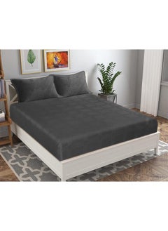 BSB HOME BSB HOME Premium Cotton Elastic Fitted Bedsheets with 2 King Size Pillow Covers | Double Bed with All Around Elastic 180 TC Supersoft | Size - King Size 72x78+10 inches | Grey  - Image 3
