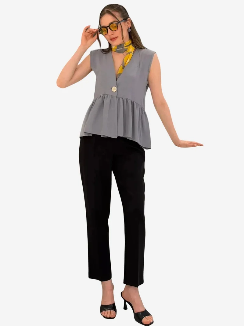 بيغ دارت BDART V-Neck Buttoned Sleeveless Blouse
