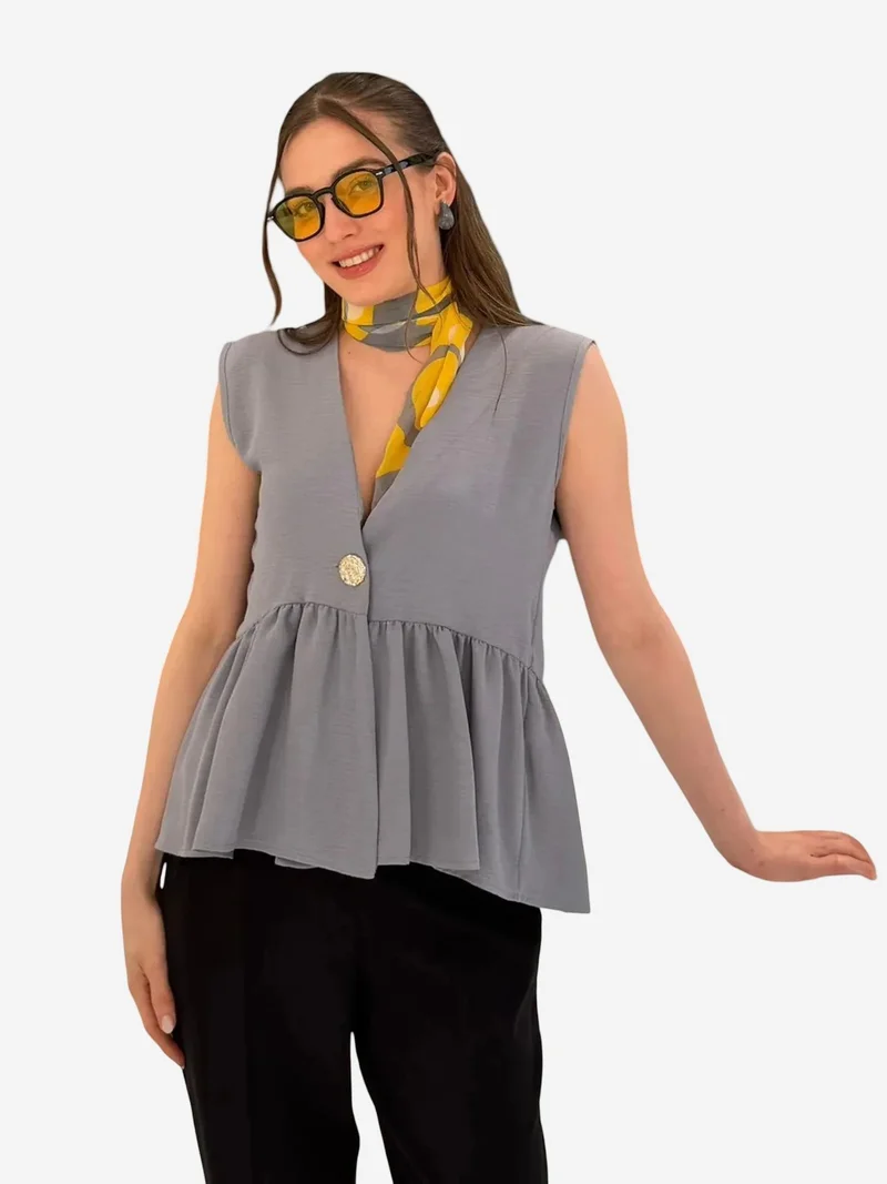 بيغ دارت BDART V-Neck Buttoned Sleeveless Blouse